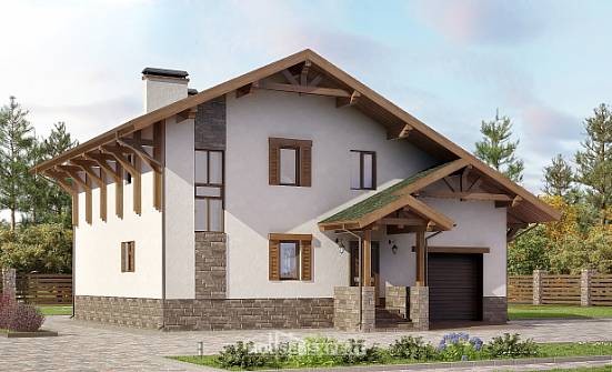 190-007-П Проект двухэтажного дома мансардой и гаражом, классический коттедж из кирпича Сасово | Проекты домов от House Expert