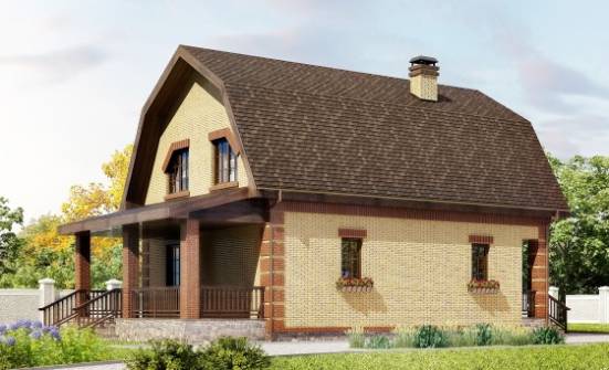 130-005-Л Проект двухэтажного дома мансардой, бюджетный дом из бризолита Скопин | Проекты домов от House Expert