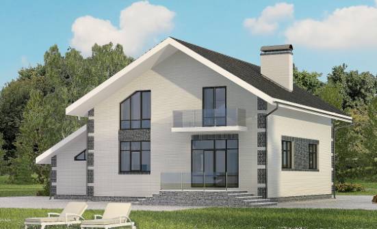 180-001-П Проект двухэтажного дома мансардой, гараж, бюджетный коттедж из твинблока Скопин | Проекты домов от House Expert