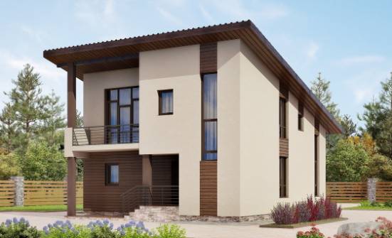 140-005-Л Проект двухэтажного дома с мансардой, современный коттедж из бризолита Скопин | Проекты домов от House Expert