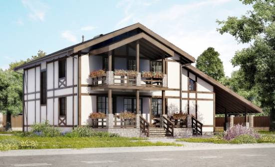 250-002-Л Проект двухэтажного дома с мансардой, гараж, современный загородный дом из кирпича Рязань | Проекты домов от House Expert