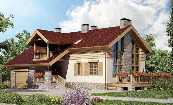 165-002-П Проект двухэтажного дома мансардой, гараж, бюджетный коттедж из теплоблока Сасово | Проекты домов от House Expert
