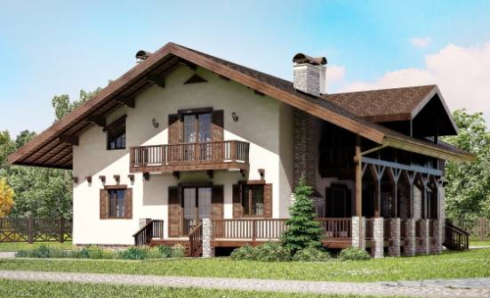 250-003-П Проект двухэтажного дома с мансардным этажом, уютный дом из бризолита Скопин | Проекты домов от House Expert