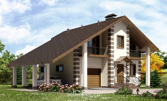 150-003-Л Проект двухэтажного дома мансардный этаж и гаражом, уютный дом из дерева Сасово | Проекты домов от House Expert