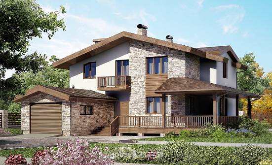 220-001-П Проект двухэтажного дома с мансардой, гараж, просторный дом из газобетона Рязань | Проекты домов от House Expert
