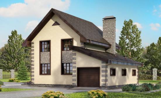 160-004-П Проект двухэтажного дома, гараж, экономичный дом из теплоблока Касимов | Проекты домов от House Expert