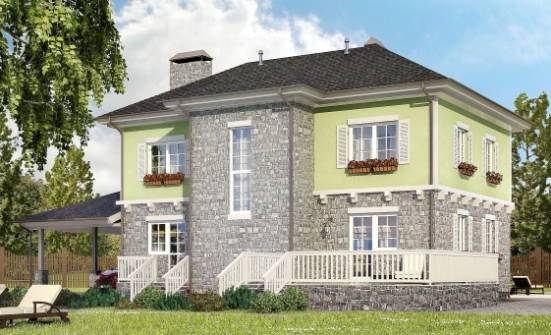 155-006-П Проект двухэтажного дома и гаражом, бюджетный коттедж из бризолита Рязань | Проекты домов от House Expert