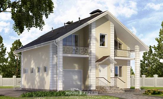 150-002-Л Проект двухэтажного дома с мансардой, гараж, современный дом из арболита Касимов | Проекты домов от House Expert