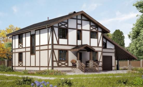 250-002-П Проект двухэтажного дома с мансардой, гараж, уютный домик из кирпича Сасово | Проекты домов от House Expert