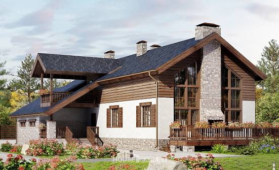 240-002-Л Проект двухэтажного дома мансардой и гаражом, уютный домик из газосиликатных блоков Скопин | Проекты домов от House Expert