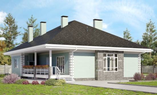 135-003-Л Проект одноэтажного дома, бюджетный загородный дом из поризованных блоков Рязань | Проекты домов от House Expert