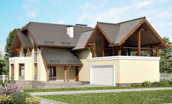 255-003-П Проект трехэтажного дома с мансардой, гараж, классический коттедж из блока Сасово | Проекты домов от House Expert