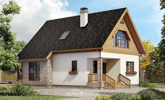 140-001-Л Проект двухэтажного дома с мансардой, небольшой загородный дом из пеноблока Сасово | Проекты домов от House Expert