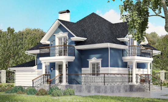 180-002-П Проект двухэтажного дома с мансардой, гараж, современный коттедж из кирпича Скопин | Проекты домов от House Expert
