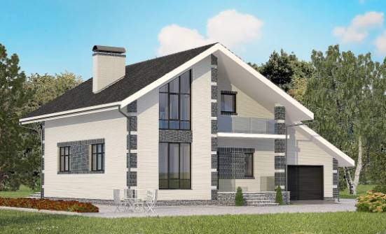 180-001-П Проект двухэтажного дома мансардой, гараж, бюджетный коттедж из твинблока Скопин | Проекты домов от House Expert