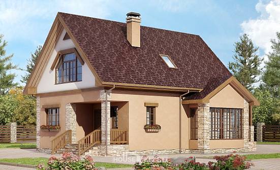 140-002-П Проект двухэтажного дома с мансардой, современный дом из арболита Сасово | Проекты домов от House Expert