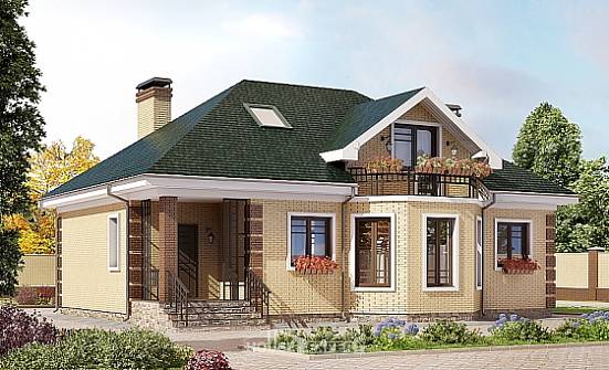 150-013-Л Проект двухэтажного дома мансардой, небольшой загородный дом из кирпича Скопин | Проекты домов от House Expert