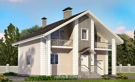 150-002-П Проект двухэтажного дома мансардный этаж, гараж, недорогой загородный дом из пеноблока Касимов | Проекты домов от House Expert