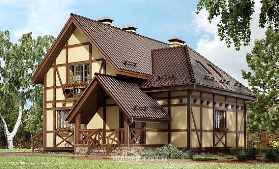 160-003-П Проект двухэтажного дома с мансардой, простой коттедж из бризолита Сасово | Проекты домов от House Expert