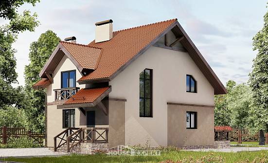 120-003-Л Проект двухэтажного дома с мансардой, скромный домик из блока Рязань | Проекты домов от House Expert