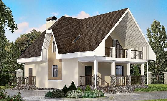 125-001-Л Проект двухэтажного дома мансардой, бюджетный дом из газобетона Сасово | Проекты домов от House Expert