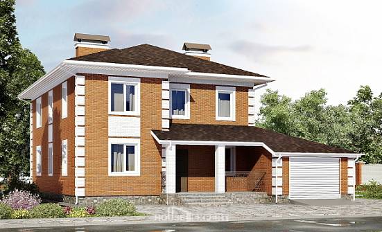 220-004-Л Проект двухэтажного дома, гараж, средний загородный дом из кирпича Скопин | Проекты домов от House Expert