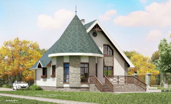 170-003-Л Проект двухэтажного дома мансардный этаж, недорогой дом из теплоблока Скопин | Проекты домов от House Expert