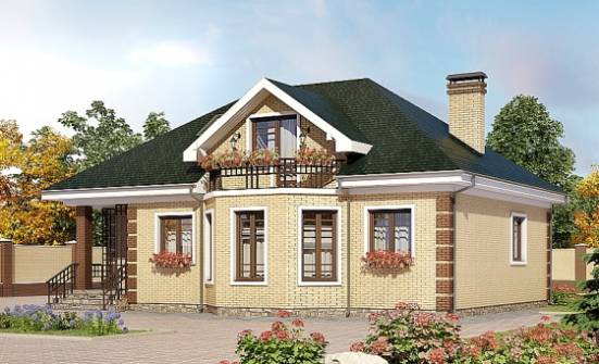150-013-Л Проект двухэтажного дома мансардой, небольшой загородный дом из кирпича Скопин | Проекты домов от House Expert