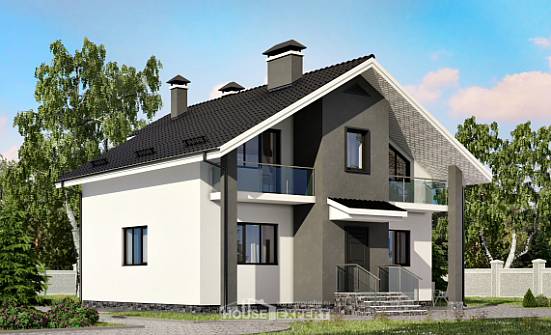 150-005-Л Проект двухэтажного дома мансардный этаж, простой домик из газобетона Сасово | Проекты домов от House Expert