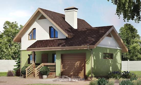 120-002-П Проект двухэтажного дома с мансардным этажом, гараж, компактный домик из газобетона Сасово | Проекты домов от House Expert