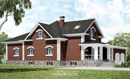 600-001-П Проект трехэтажного дома мансардой, гараж, большой домик из арболита Рязань | Проекты домов от House Expert