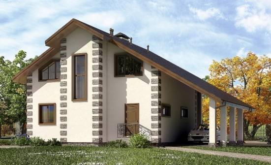 150-003-Л Проект двухэтажного дома мансардный этаж и гаражом, уютный дом из дерева Сасово | Проекты домов от House Expert