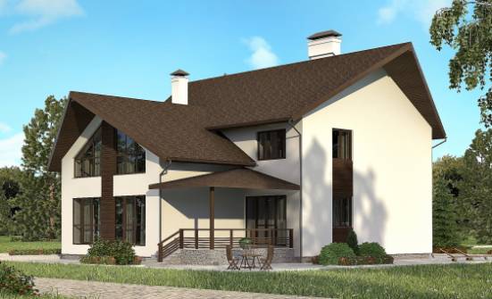 300-002-П Проект двухэтажного дома с мансардой и гаражом, уютный загородный дом из арболита Рязань | Проекты домов от House Expert
