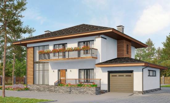 305-001-П Проект двухэтажного дома, гараж, просторный дом из арболита Скопин | Проекты домов от House Expert