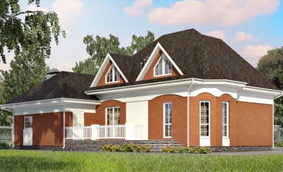 180-007-П Проект двухэтажного дома с мансардой, гараж, скромный домик из арболита Сасово | Проекты домов от House Expert