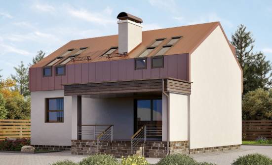 120-004-Л Проект двухэтажного дома мансардой, скромный коттедж из бризолита Касимов | Проекты домов от House Expert