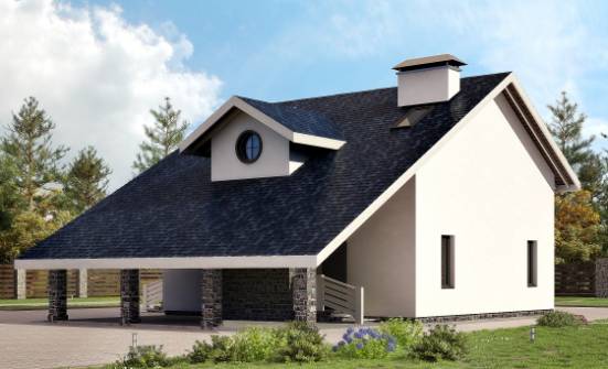 155-010-П Проект двухэтажного дома с мансардой, гараж, простой домик из арболита Рязань | Проекты домов от House Expert