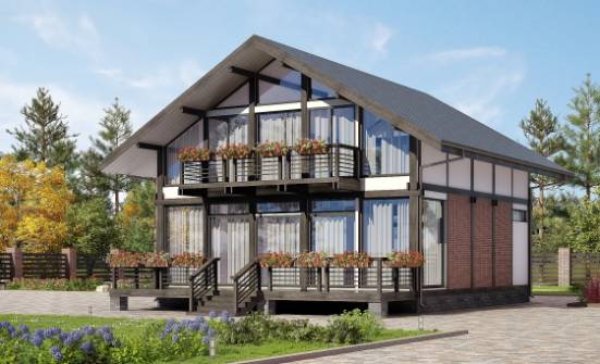 170-007-П Проект двухэтажного дома с мансардным этажом, красивый дом из бревен Сасово | Проекты домов от House Expert