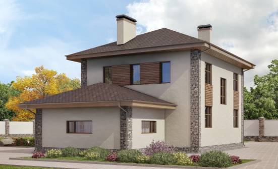 185-004-П Проект двухэтажного дома, гараж, уютный домик из пеноблока Рязань | Проекты домов от House Expert