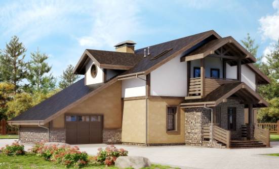 180-011-Л Проект двухэтажного дома с мансардой и гаражом, красивый загородный дом из пеноблока Сасово | Проекты домов от House Expert