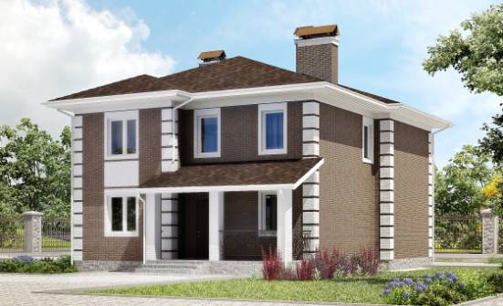 185-002-П Проект двухэтажного дома, недорогой загородный дом из поризованных блоков Скопин | Проекты домов от House Expert