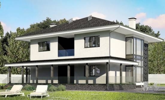 245-002-П Проект двухэтажного дома, гараж, средний домик из твинблока Скопин | Проекты домов от House Expert