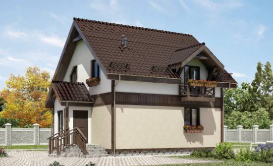 105-001-П Проект двухэтажного дома мансардой, недорогой дом из теплоблока Скопин | Проекты домов от House Expert