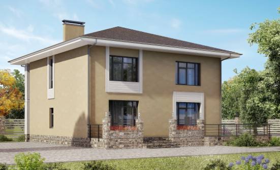 180-015-Л Проект двухэтажного дома, простой коттедж из бризолита Сасово | Проекты домов от House Expert