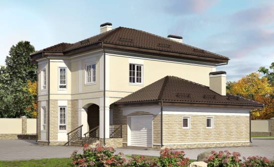 220-007-П Проект двухэтажного дома и гаражом, современный коттедж из кирпича Касимов | Проекты домов от House Expert