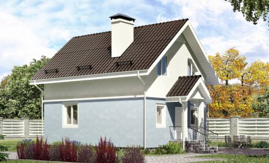 095-002-П Проект двухэтажного дома с мансардным этажом, бюджетный коттедж из твинблока Рязань | Проекты домов от House Expert