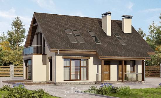155-012-Л Проект двухэтажного дома с мансардой, бюджетный домик из бризолита Касимов | Проекты домов от House Expert