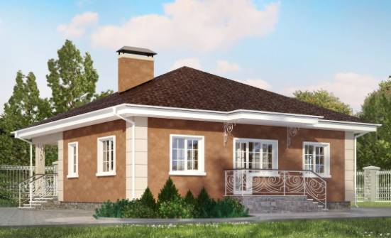 100-001-Л Проект одноэтажного дома, классический коттедж из газосиликатных блоков Скопин | Проекты домов от House Expert
