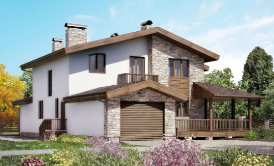 220-001-П Проект двухэтажного дома с мансардой, гараж, просторный дом из газобетона Рязань | Проекты домов от House Expert