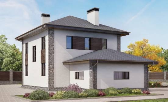 185-004-Л Проект двухэтажного дома и гаражом, красивый коттедж из твинблока Рязань | Проекты домов от House Expert